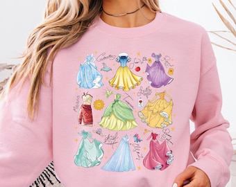 Disney Princess Shirt, Watercolor Magic Castle Princess T-shirt, Disney Princess Signature Sketch Hoodie, Disneyland Family Trip Gift Teee