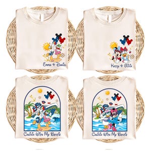 Disney Cruisin With My Bestie Shirt, Custom Minnie & Daisy Besties T-Shirt, Pooh And Piglet Summer Tee, Disneyland Stitch Angel Couple Trip