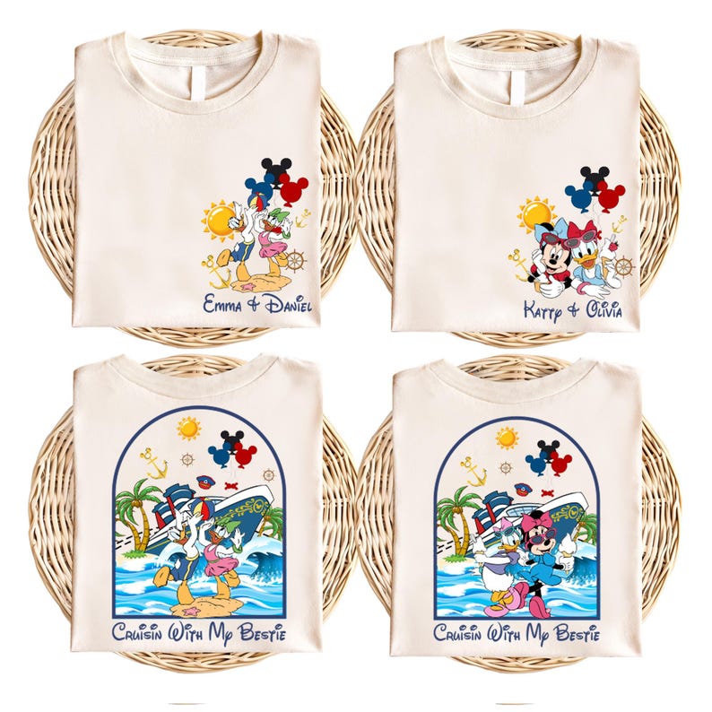 Disney Cruisin With My Bestie Shirt, Custom Minnie & Daisy Besties T-Shirt, Pooh And Piglet Summer Tee, Disneyland Stitch Angel Couple Trip