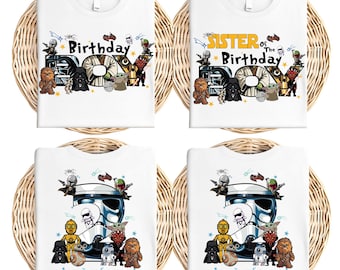 Sudadera de cumpleaños de Star Wars para niño, camiseta personalizada de Star Wars, camiseta de Darth Vader, Chewie y Han Solo, sudadera con capucha de cumpleaños galáctico, camisetas de héroe espacial