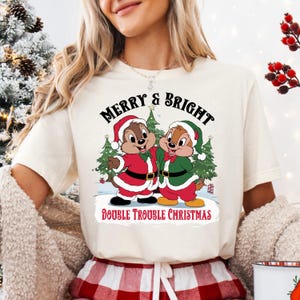 Disney Chip and Dale Christmas Shirt, Double Trouble Xmas T-shirt, Merry & Bright Sweatshirt, Very Merry Xmas Tee, Disney Trip Holiday Gift