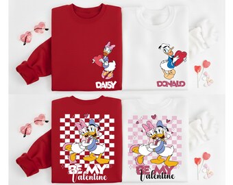 Donald Daisy Checkered Couple Sweatshirt, Disney Valentine's Day Shirt, Donald and Daisy Be My Valentine T-shirt, Disneyland Honeymoon Gift