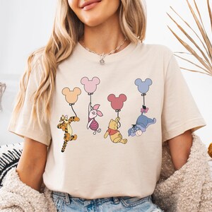 Winnie The Pooh & Friends Shirt, Mickey Balloons T-shirt, Cute Pooh Bear Sweatshirt, Eeyore Tigger Piglet Hoodie, Disneyland Family Trip Tee