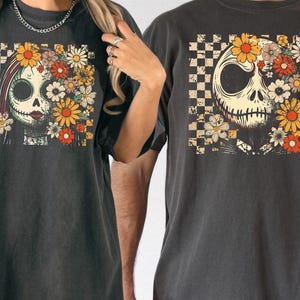 Floral Jack and Sally Halloween Couple Shirt, Disney Nightmare Before Halloween T-shirt, Spooky Season Couple Hoodie, Halloween Couple Tee