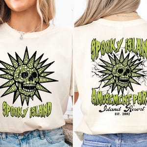 Spooky Island Halloween Shirt,Retro Amusement Park Est 2002 Halloween T-shirt, Disco Skull Sweatshirt, Summer Spooky Nostalgia Halloween Tee
