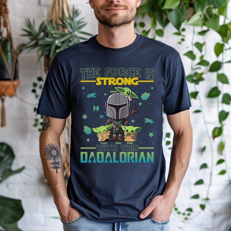 The Force is Strong With This Dadalorian Shirt, Disney Star Wars Family T-Shirt, Father's Day Gift Tee, Baby Yoda Dad Tee, Galaxy Edge Trip