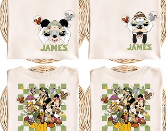 Checkered Mickey & Co Safari Shirt, Custom Disney Safari T-shirt, Animal Kingdom Tee, Disney Safari Trip Shirt, Disney Family Vacation Tees