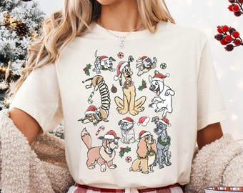 Disney honden kerstshirt, vrolijk kerstfeest Disney honden sweatshirt, Disney hond moeder T-shirt, hondenliefhebbers cadeau, Disneyland kerstreis T-shirt