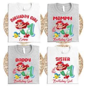 Custom Little Mermaid Birhday Shirt, Disney Matching Family Birthday T-Shirt, Princess Ariel Tee, Disneyland Birthday Girl Party Gift Tee