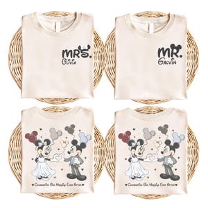 Camiseta de Minnie y Mickey, camiseta de Disney &quot;Sr. y Sra.&quot;, sudadera &quot;Celebrando nuestro final feliz&quot;, camiseta a juego para el viaje de luna de miel de WDW