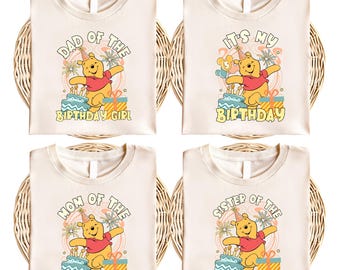 Disney Winnie the Pooh Birthday Family Shirts, Custom Winnie the Pooh Shirt, Disney Pooh Bear Birthday Party Tee, Disney Birthday Girl Shirt