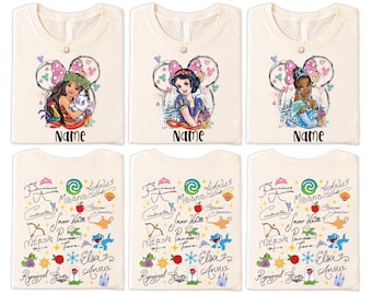 Disney Princess Shirt, Watercolor Magic Castle Princess T-shirt, Disney Princess Signature Sketch Sweatshirt, Disneyland Family Trip Tees