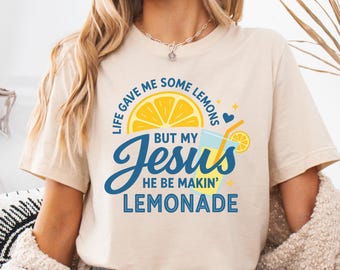Camiseta "La vida me dio limones", camiseta "Él está haciendo limonada", sudadera "Jesús limonada", camiseta "Limonada", camiseta "Niño de Dios", regalo de Faith Apparel