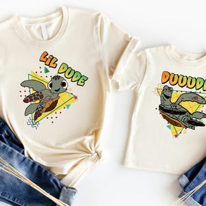 Dude & Lil Dude Shirt, Vater und Sohn Disney T-Shirt, Disney Papa Sweat, Findet Nemo Squirt Tee, Disneyworld Papa T-Shirt, Disneyland Familien-T-Shirt