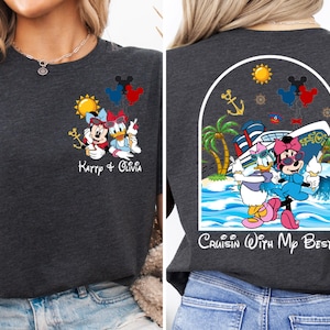 Disney Cruisin With My Bestie Shirt, Custom Minnie & Daisy Besties T-Shirt, Pooh And Piglet Summer Tee, Disneyland Stitch Angel Couple Trip