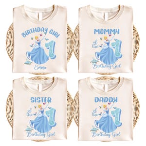 Benutzerdefinierte Disney Cinderella Geburtstag Prinzessin Passende Shirt, Prinzessin Cinderella Shirt, Disney Prinzessinnen Geburtstag Mädchen-Party-Shirt
