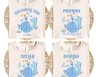 Custom Disney Cinderella Birthday Princess Matching Shirt, Princess Cinderella Shirt, Disney Princess Birthday Girl Party Shirt