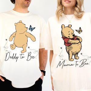 Camiseta de Winnie Pooh para el embarazo, camiseta de mamá a abeja, camiseta de papá a abeja, sudadera de Disney Pooh para mamá y papá, camiseta de Disneyland para el embarazo