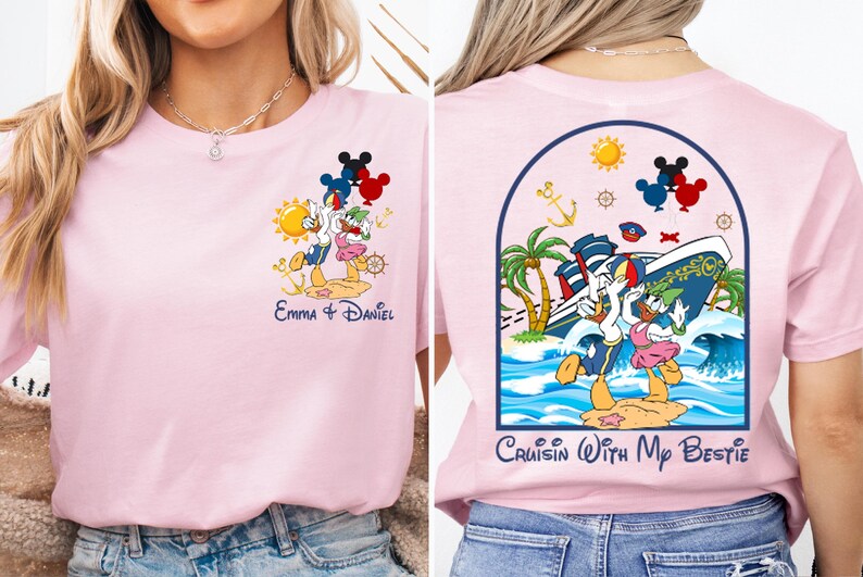 Disney Cruisin With My Bestie Shirt, Custom Minnie & Daisy Besties T-Shirt, Pooh And Piglet Summer Tee, Disneyland Stitch Angel Couple Trip