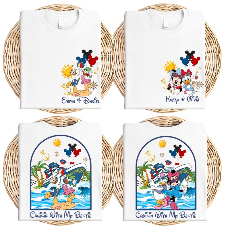 Disney Cruisin With My Bestie Shirt, Custom Minnie & Daisy Besties T-Shirt, Pooh And Piglet Summer Tee, Disneyland Stitch Angel Couple Trip
