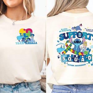 Support Squad Autism Shirt, Disney Custom Autism Awareness T-shirt, Disney Stitch Autism Month Sweatshirt, Autism Acceptance Hoodie