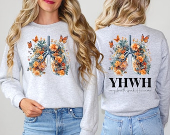 Moletom cristão "YHWH Lungs", Moletom com capuz floral cristão, Camiseta "Every Breath Speak His Name", Camiseta "YHWH Lungs", Camiseta da fé, Camisetas com versículos bíblicos
