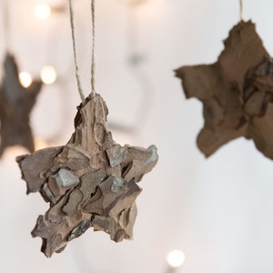 Brown Christmas ornaments, Rustic star ornaments, Natural Christmas tree ornaments