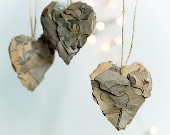 Rustic heart ornaments, Valentines day decor, Rustic wedding decor