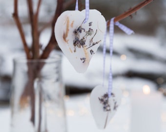 Two heart ornaments, Winter outdoor party decor, Valentines day decor