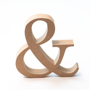 Letra Ampersand de madera MDF, Letra de pie