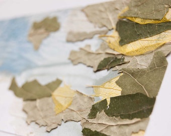 Dried leaves card - Pressed flowers art