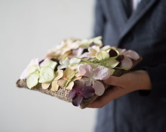 Hydrangea ring bearer pillow, Wedding ring pillow, Floral ring pillow