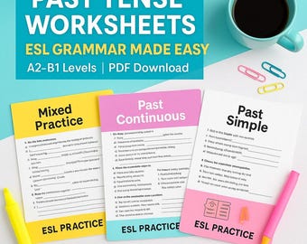 Past Verb Tenses ESL Worksheets, English Grammar, Secondary School (PDF)