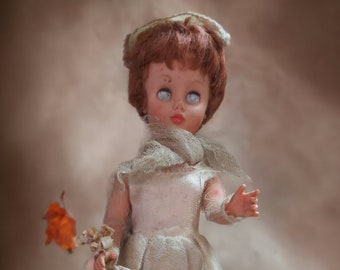 Creepy Old Bride Doll, Vintage Horror Collectible, Zombie Bride Spooky Halloween Decor, Haunted House Doll 20", Gothic