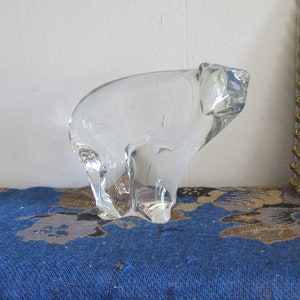 Clear Glass Polar Bear Statue, Vintage Art Glass Hand Blown Glass,  Clear Crystal Bear, Desk Paper Weight, Office Decor, Polar Bear Gift