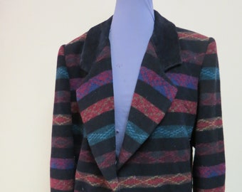 Braetan South Western Aztec Print Wool Blend Blazer Jacket Coat size 10 Vintage, South Western Blanket