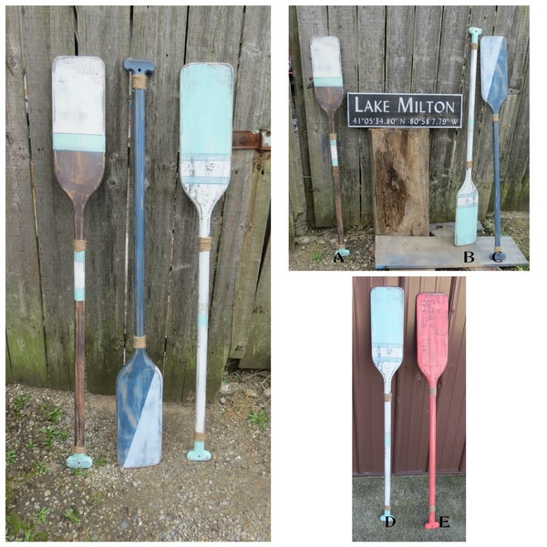 Oar Wall Decor, decorative oar, 4 1/2ft painted oar, nautical wall decor, lake house decor, beach house decor, Canoe paddle painted