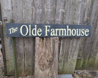 The Olde Farm house Sign Hand Painted  wood sign custom colors Primitive Farm Decor Vintage Look, Modern Farm, Rustic Large 4ft x 8" Sign