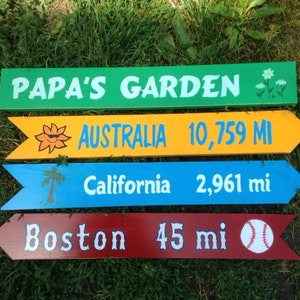 6 Destination Arrows Hand painted Wood Directional Signs 24 x 3 1/2 Custom Colors Wording for Sign Post Beach Backyard Business Mileage image 3