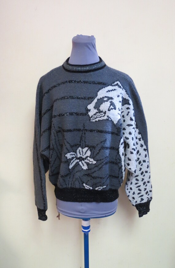 Vintage  ICE Sweater, 1990s  Leopard Made in Ital… - image 2