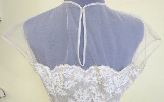 Vintage 50's Ivory Satin and Lace Wedding Dress, … - image 7