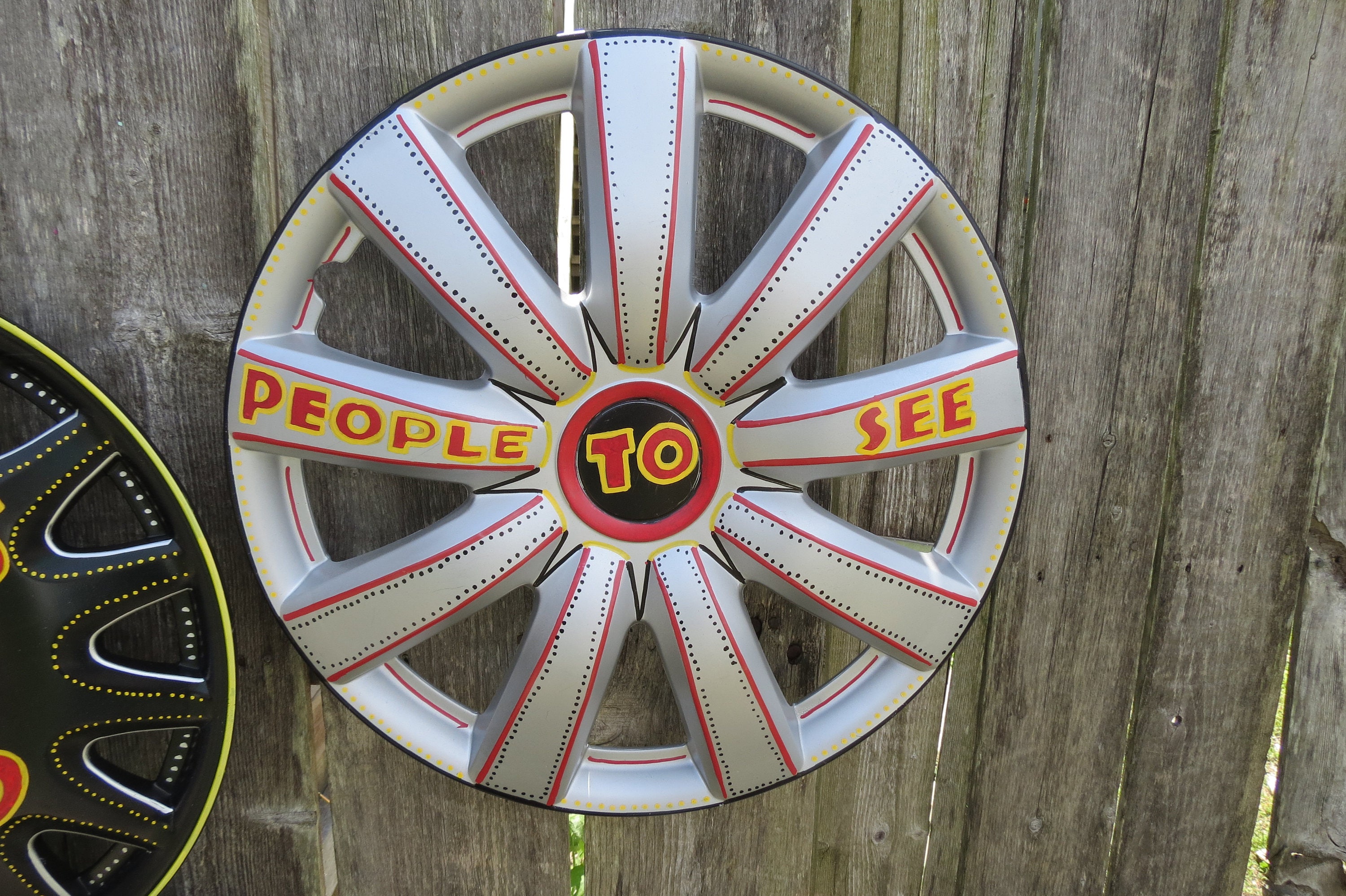 Personalized Hubcap Hub Cap Art Hand Painted wall Outdoor Etsy