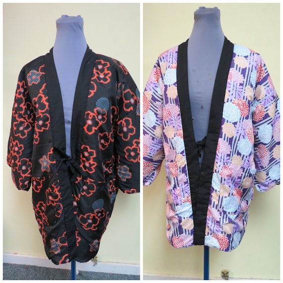 Vintage Oriental Asian Kimono Robe, Short Robe, C… - image 1