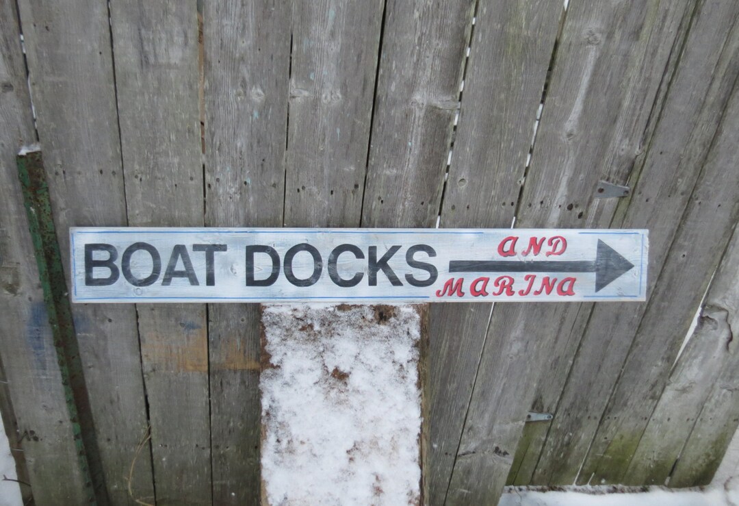 Boat Docks Sign Marina Sign, Directional Sign Hand Painted Rustic Wood ...
