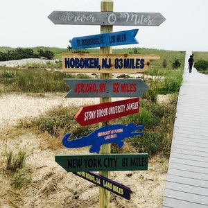 6 Hand painted Wood Directional Signs Destination Sign Arrow Sign Personalized,  For SignPost, with mileage Assorted styles and size