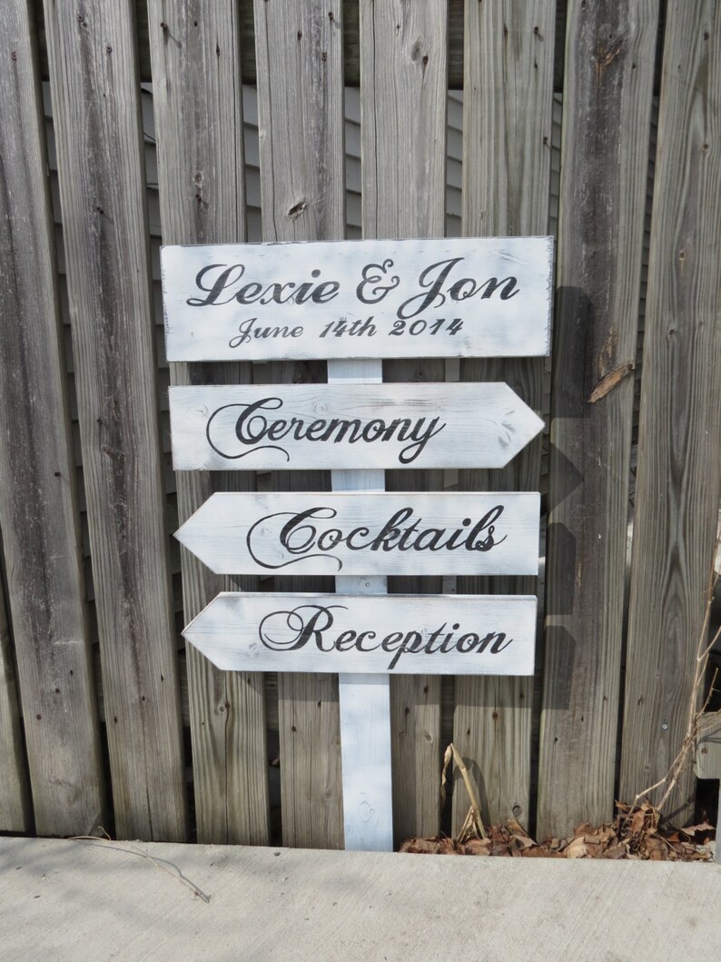 4 pc Hand painted & cut Wood Directional Sign Post for wedding | Etsy