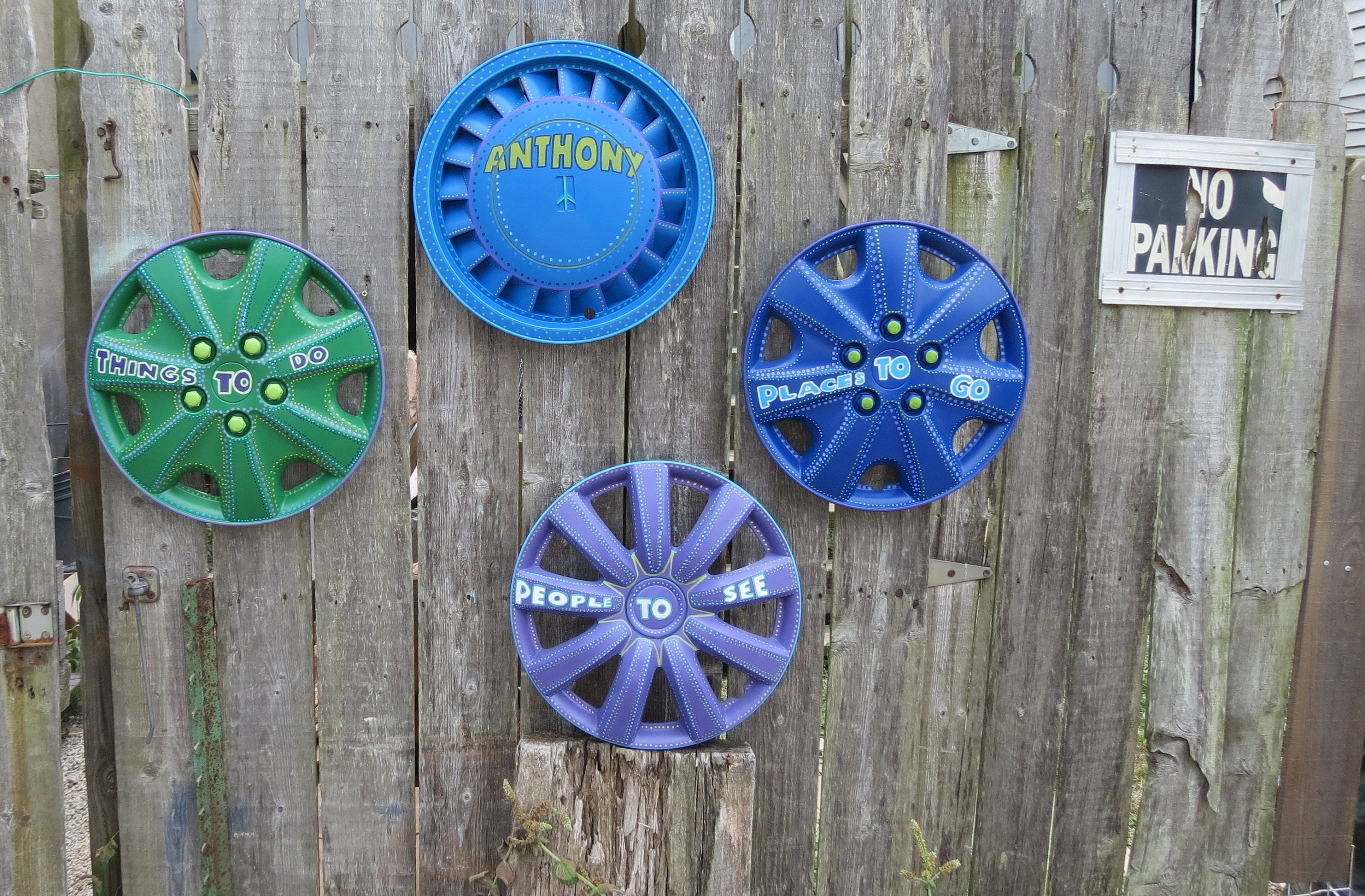 Personalized Hubcap Hub Cap Art Hand Painted wall Outdoor Etsy