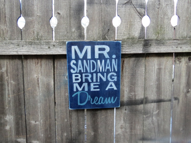 Hand Painted Mr Sandman Bring me a Dream typography Wood Etsy Hand Painted Mr Sandman Bring me a Dream typography Wood Etsy