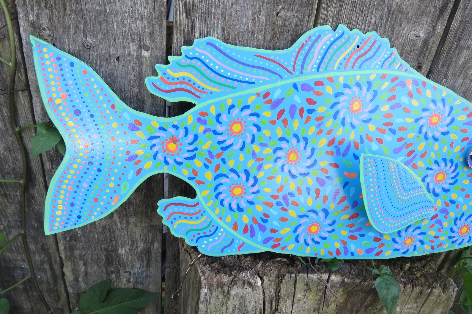 Fun Whimsy Metal Painted Fish Wall or Outdoor Art Decor Beach Etsy