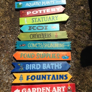 6 Destination Arrows Hand painted Wood Directional Signs 24 x 3 1/2 Custom Colors Wording for Sign Post Beach Backyard Business Mileage image 1